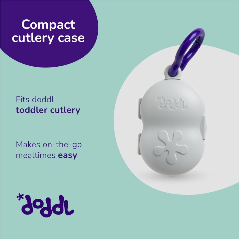doddl Toddler Travel Utensil Case, Fits Toddler Fork, Spoon and Knife Sets, Clips to Bags & Strollers, Travel Essentials, Dishwasher Safe (Case Only) - Image 3